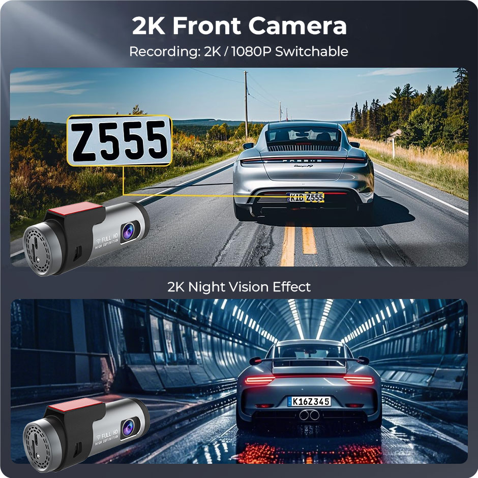Cameră Auto DVR 2K WiFi cu Viziune Nocturnă, G-Sensor, Monitorizare Parcare 24H – Control prin Aplicație [7]