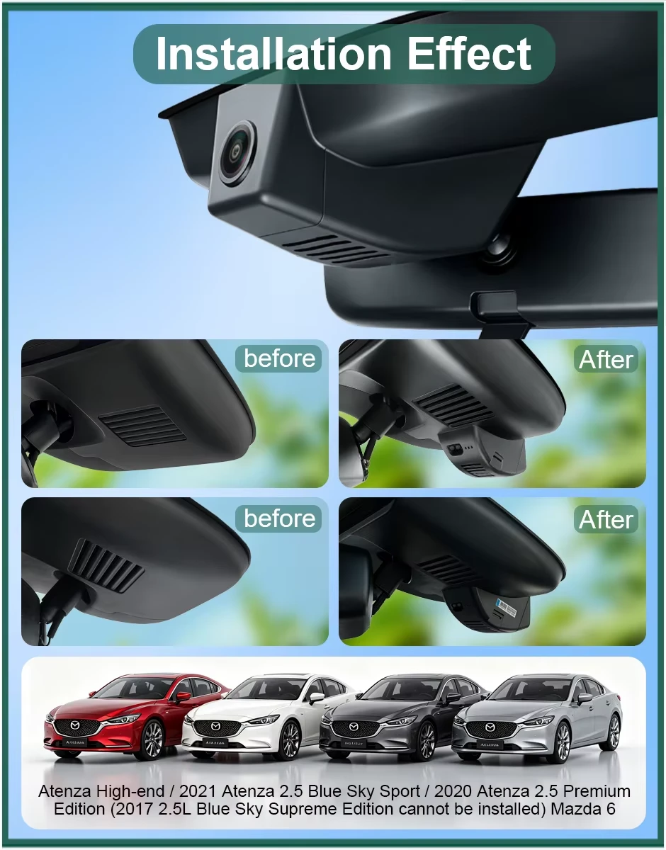 Cameră frontală Mazda Atenza / Mazda 6 High Version, negru pe fundal alb [3]