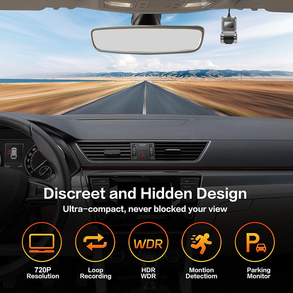 Cameră Auto DVR Compactă cu Înregistrare Full HD 720P, Design Discret și Funcții Inteligente – Compatibilă Android [7]