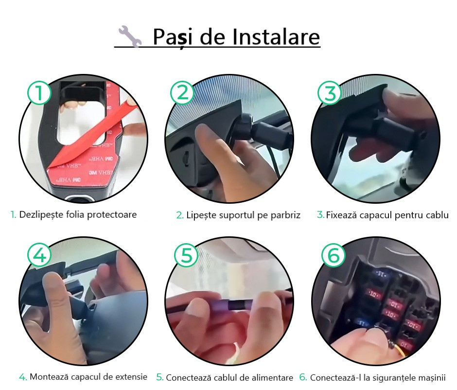 Cameră auto DVR cu rezoluție 2K, WiFi 5GHz, vedere pe timp de noapte, monitorizare 24 din 24 și senzor de impact [11]