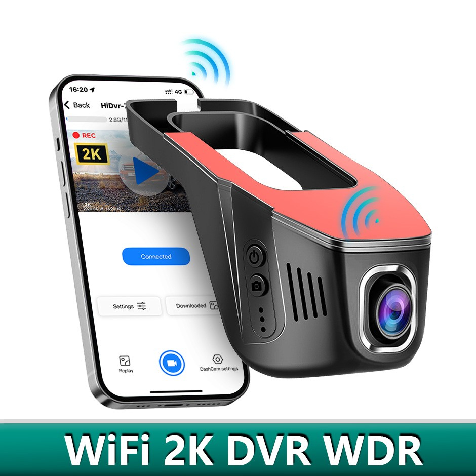 Cameră auto DVR cu rezoluție 2K, WiFi 5GHz, vedere pe timp de noapte, monitorizare 24 din 24 și senzor de impact [12]