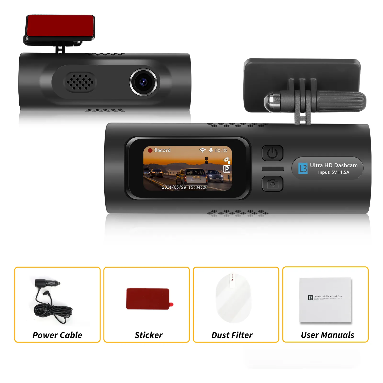 Camera Auto DVR cu WiFi, 2K, G-Senzor, 150° unghi vizual, WDR, Mod Parcare, inregistrare Loop, cu aplicatie pe telefon [10]