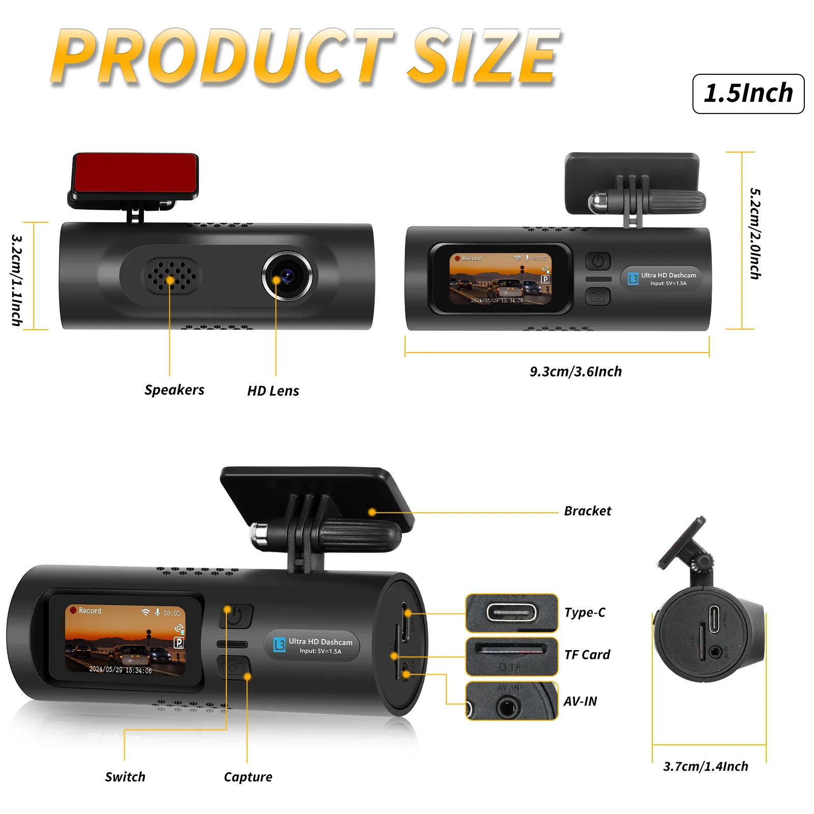 Camera Auto DVR cu WiFi, 2K, G-Senzor, 150° unghi vizual, WDR, Mod Parcare, inregistrare Loop, cu aplicatie pe telefon [3]