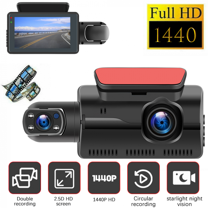 Camera Auto DVR, filmare interior exterior, Full HD 1080P, monitorizare parcare, ecran 3 inch [3]