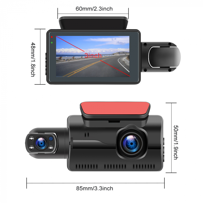 Camera Auto DVR, filmare interior exterior, Full HD 1080P, monitorizare parcare, ecran 3 inch [8]