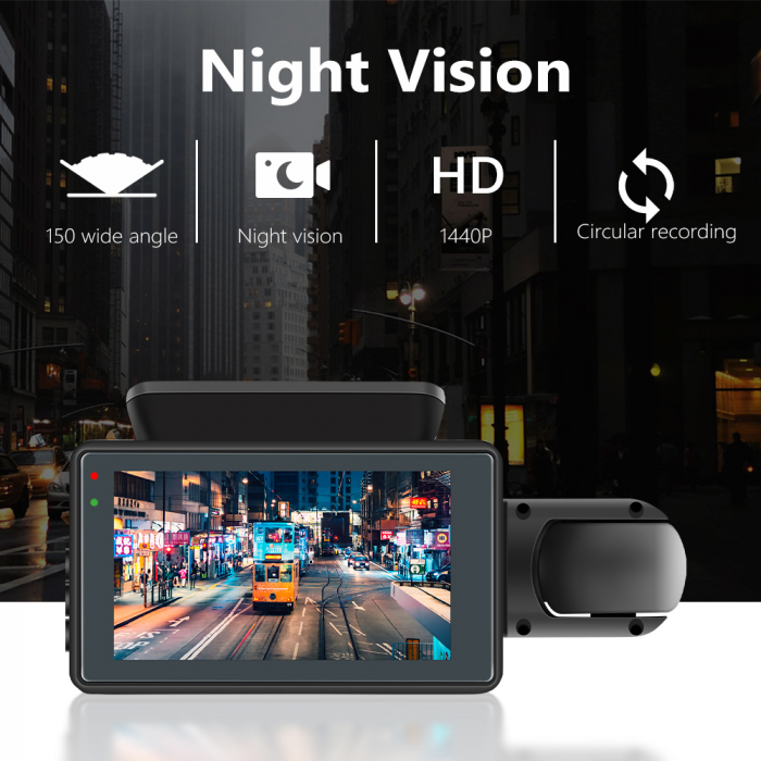 Camera Auto DVR, filmare interior exterior, Full HD 1080P, monitorizare parcare, ecran 3 inch [15]