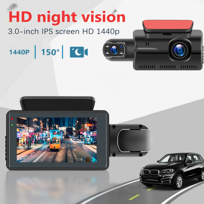 Camera Auto DVR, filmare interior exterior, Full HD 1080P, monitorizare parcare, ecran 3 inch [9]