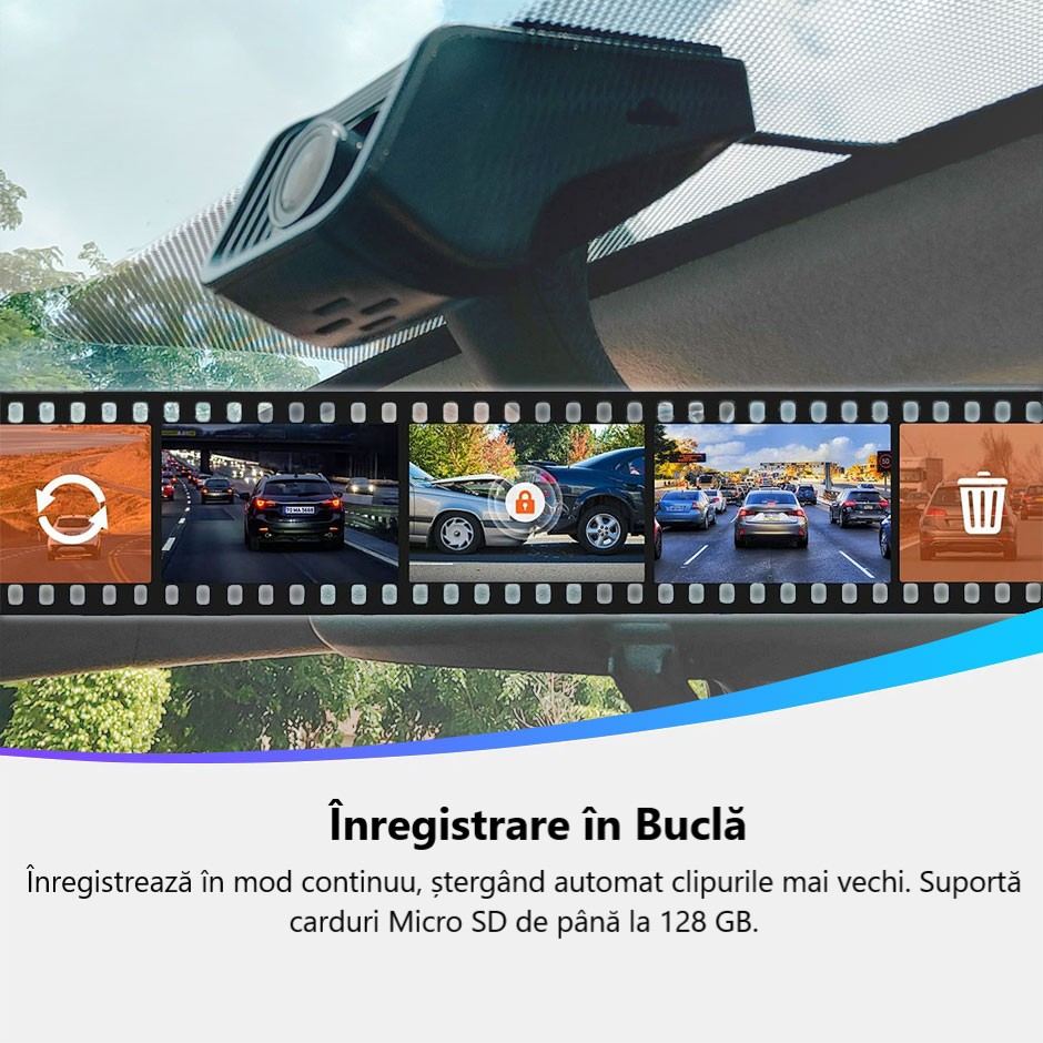 Cameră Auto DVR Full HD 1080P Ascunsă pentru Bord – Unghi Larg 140°, Suport TF 128GB, Obiectiv Rotativ, Vizibilitate Zi/Noapte [7]