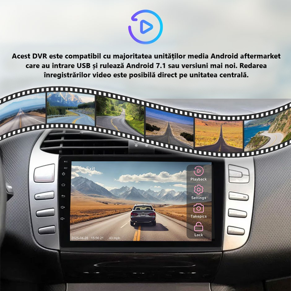 Cameră Auto DVR Full HD 1080P Ascunsă pentru Bord – Unghi Larg 140°, Suport TF 128GB, Obiectiv Rotativ, Vizibilitate Zi/Noapte [8]