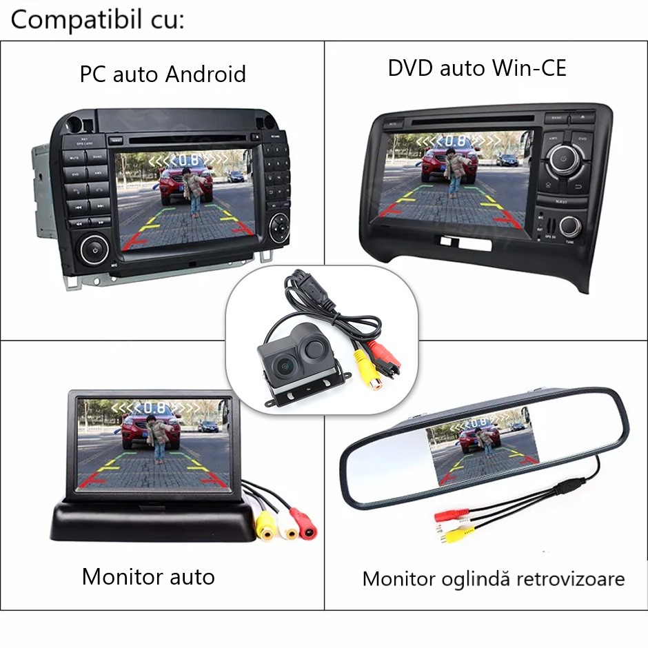 Cameră Auto Marșarier 720P cu Senzor Ultrasonic și Vedere Nocturnă – Unghi Larg, Rezistentă la Apă [2]