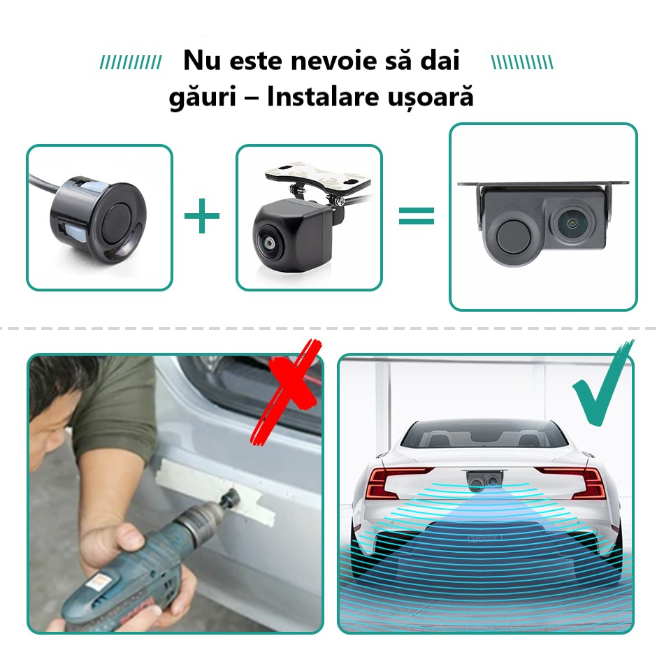 Cameră Auto Marșarier 720P cu Senzor Ultrasonic și Vedere Nocturnă – Unghi Larg, Rezistentă la Apă [5]