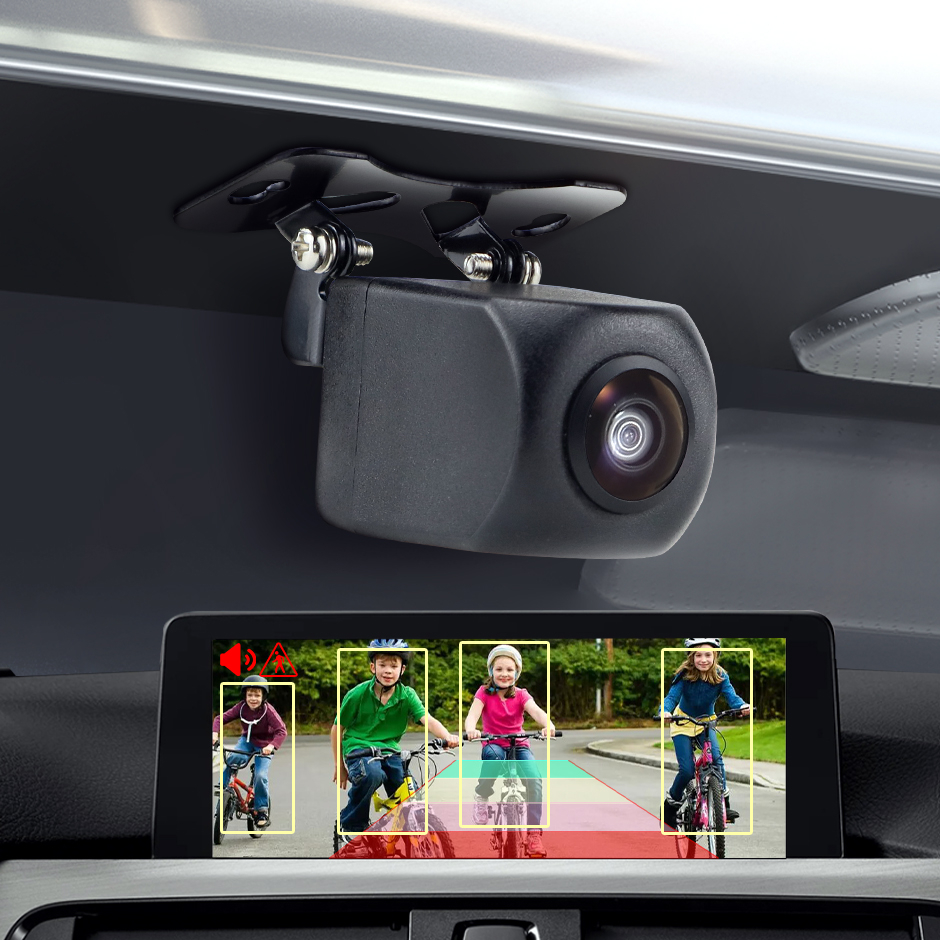Cameră auto marșarier ADAS cu AI, AHD 1080p, Unghi 155°, avertizare vocală și pe ecran, impermeabilă IP68, sistem PAL [2]