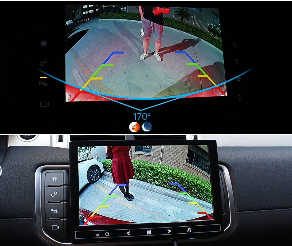Cameră auto marșarier HD 1080p cu unghi larg 170°, lentilă fisheye, vedere pe timp de noapte Starlight, senzor Sony, rezistentă la apă IP68 [6]