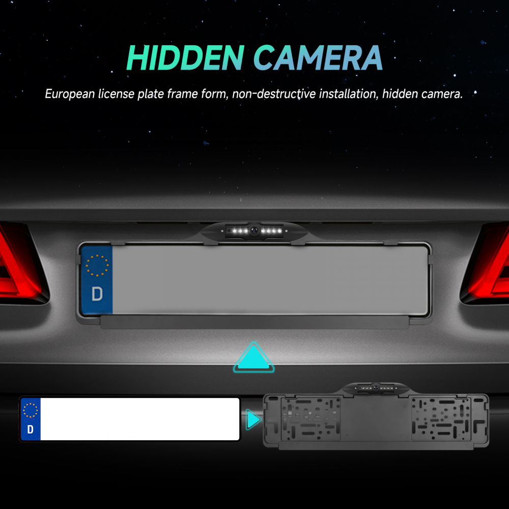 Camera Auto pentru Marsarier cu suport de numar, 170 grade, Night Vision IP67 Waterproof 720P/1080P/CVBS OEM [8]