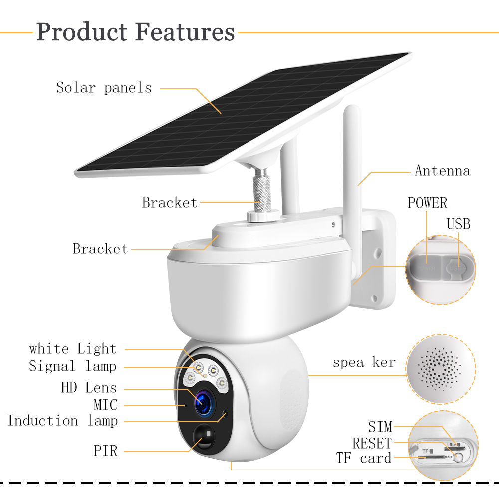 Camera de supraveghere cu cartela SIM 4G, cu acumulatori si panou solar,Rotativa, Microfon, Difuzor, Control telefon, Full HD [8]
