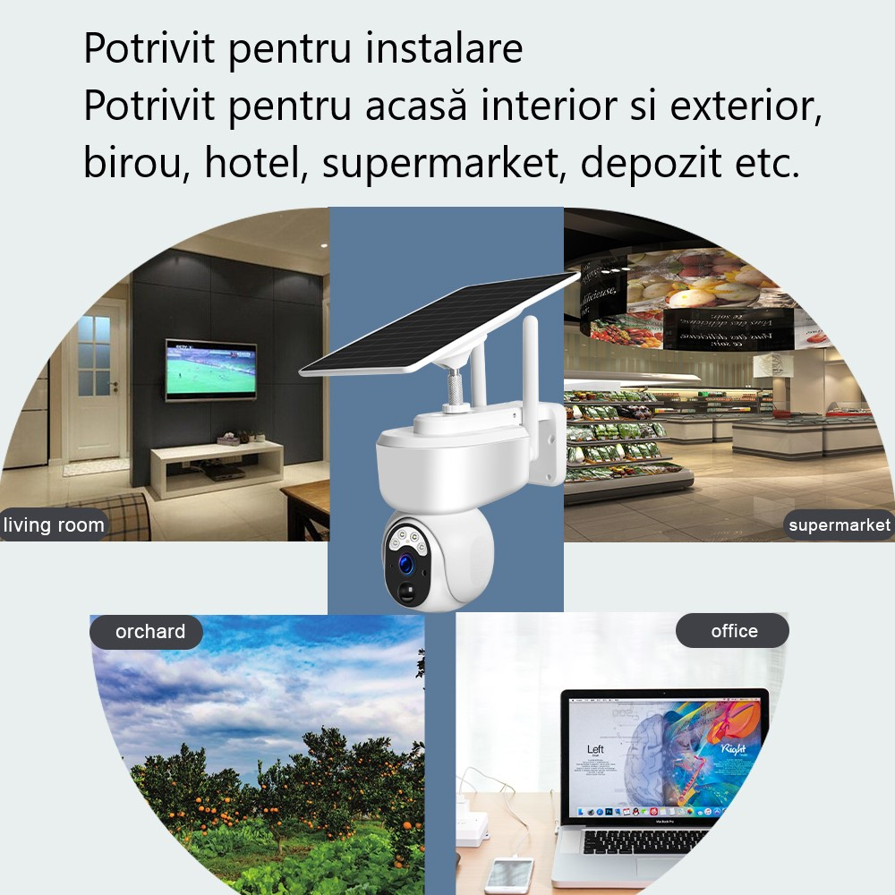 Camera de supraveghere cu cartela SIM 4G, cu acumulatori si panou solar,Rotativa, Microfon, Difuzor, Control telefon, Full HD [19]