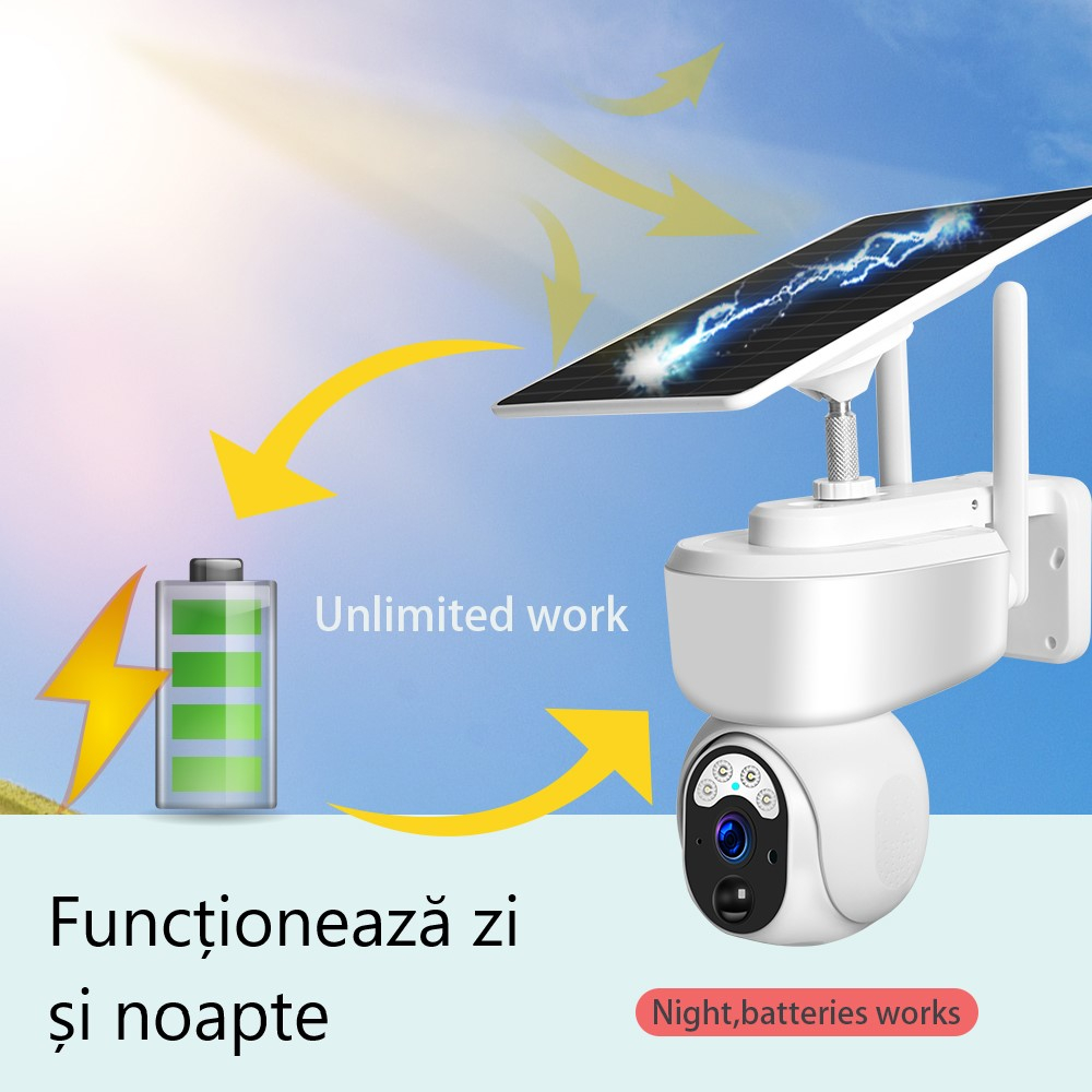 Camera de supraveghere cu cartela SIM 4G, cu acumulatori si panou solar,Rotativa, Microfon, Difuzor, Control telefon, Full HD [14]