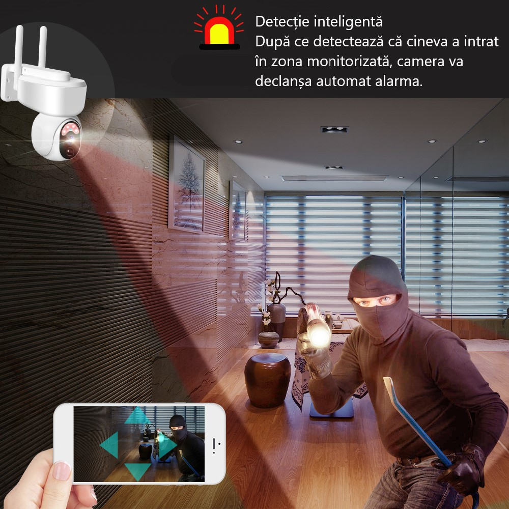 Camera de supraveghere cu cartela SIM 4G, cu acumulatori si panou solar,Rotativa, Microfon, Difuzor, Control telefon, Full HD [16]