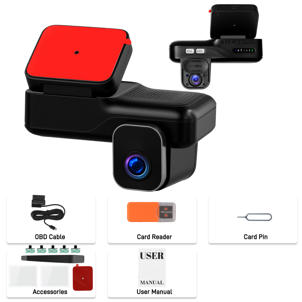 Camera DVR Inregistrare trafic 24/7 1080P FHD, cu cartela SIM 4G, GPS Integra, conexiune OBD 12/24V, control aplicatie Android/IOS, culoare negru [6]