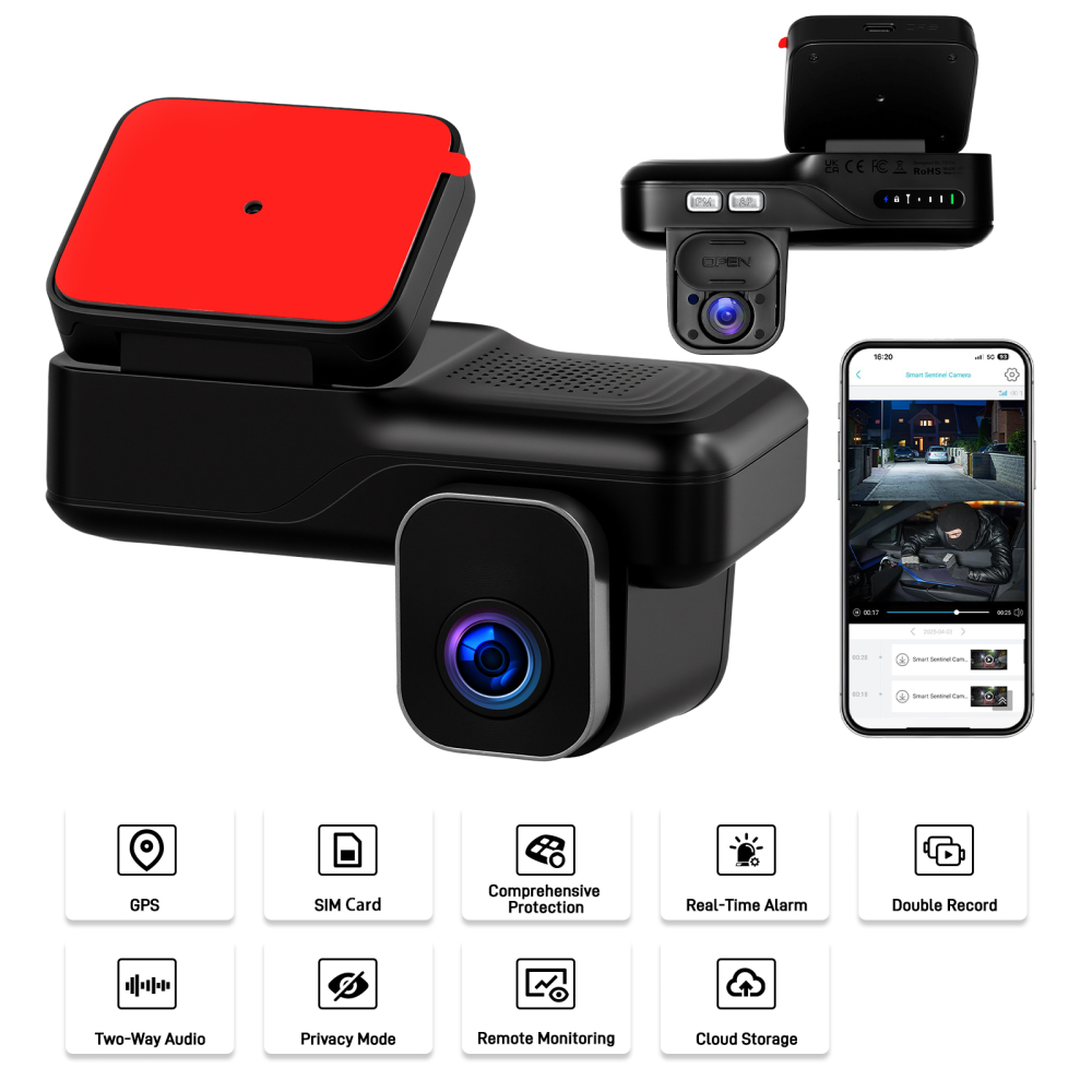 Camera DVR Inregistrare trafic 24/7 1080P FHD, cu cartela SIM 4G, GPS Integra, conexiune OBD 12/24V, control aplicatie Android/IOS, culoare negru [4]