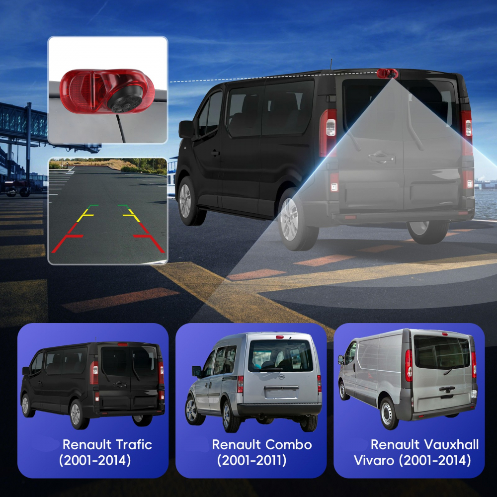 Cameră Marșarier 720P HD pentru Renault Trafic, Vivaro, Combo (2001–2014) [12]