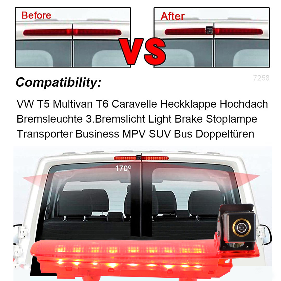 Cameră Marșarier AHD 1080P, Unghi 170° pentru VW Transporter T5 T6 Van 2010–2019 [6]