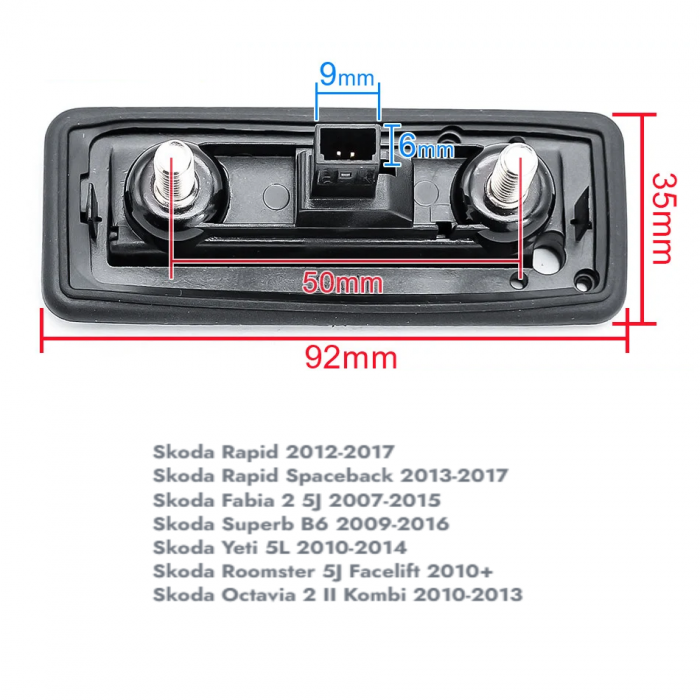 Camera Marsarier dedicata Skoda Octavia 2, Rapid, Fabia, Superb, Yetu, Roomster AHD, Unghi 120 grade cu Nught Vision 720P AHD [2]