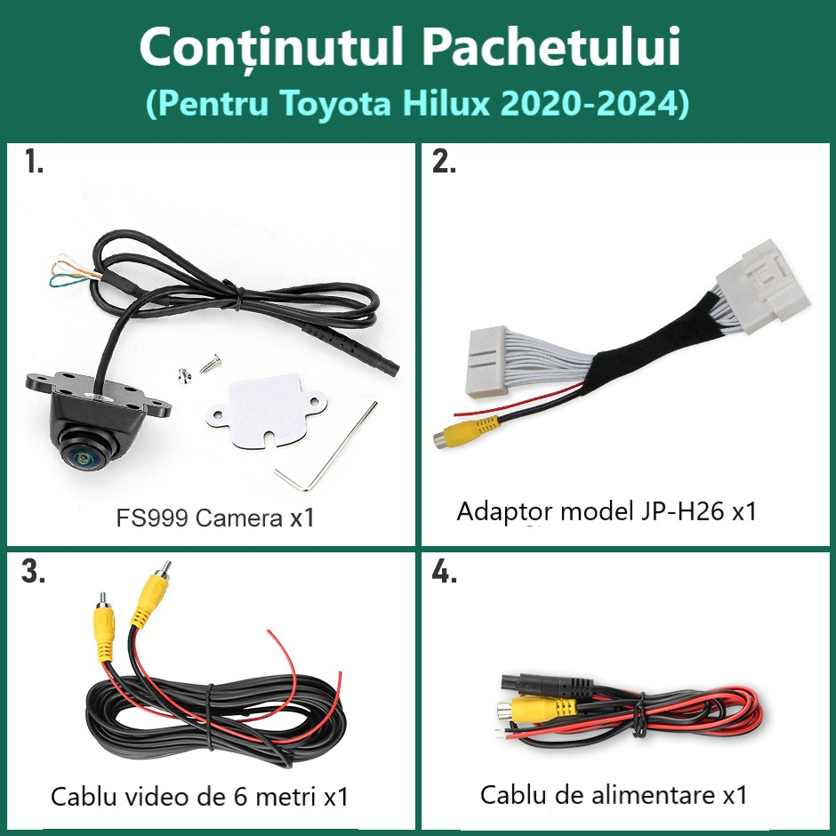 Camera marsarier, dedicata Toyota HILUX (2020-2024), conectare Plug&Play OEM Style 720P AHD, unghi larg de 170 grade [6]