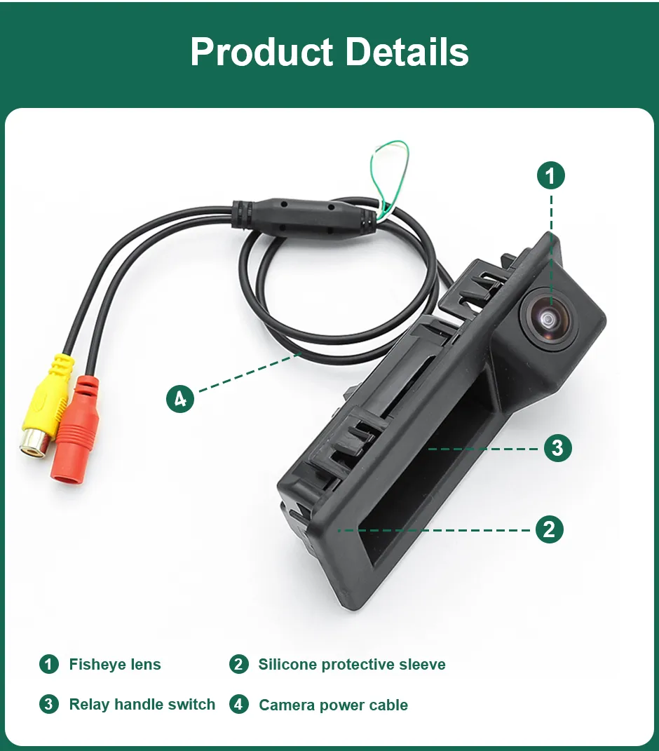 Cameră Marșarier HD cu Night Vision Starlight pentru Audi A4 B9, A3 8V, Q7, A6/A7/A8 C7 – IP68, unghi 170°, RCA [2]