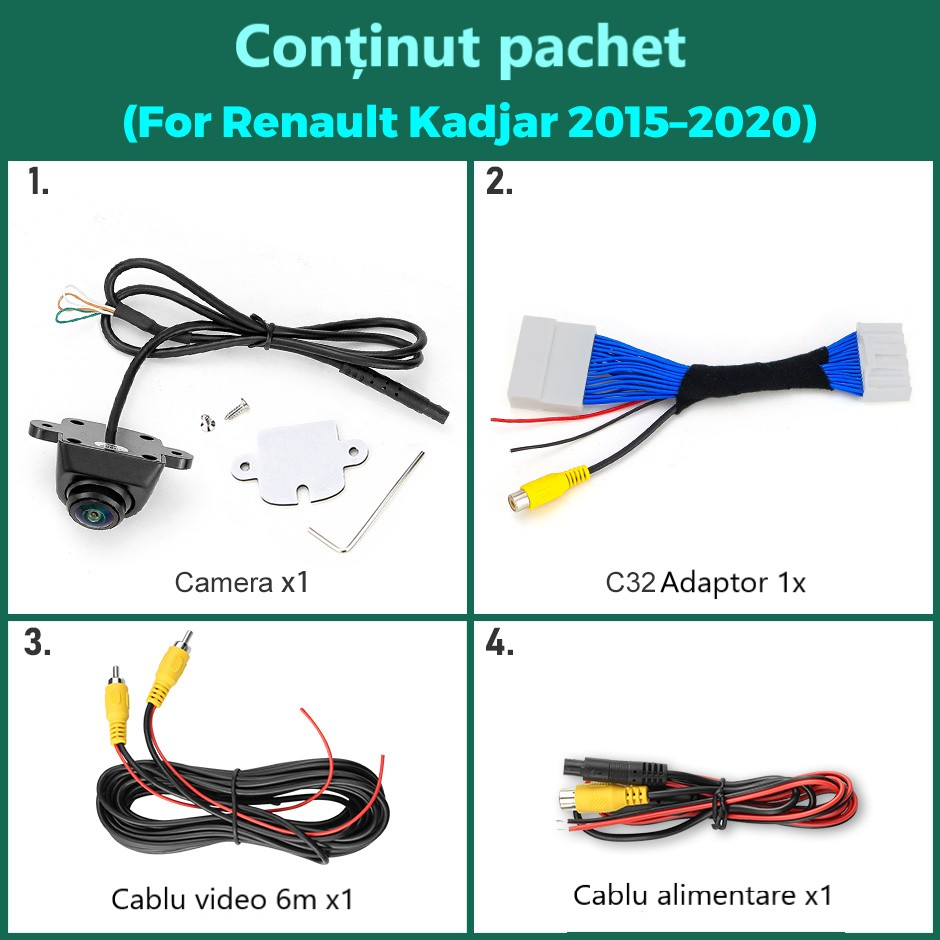Camera marsarier HD, dedicata Renault Kadjar (2015-2020), integrare OEM,vedere nocturna,unghi larg [3]