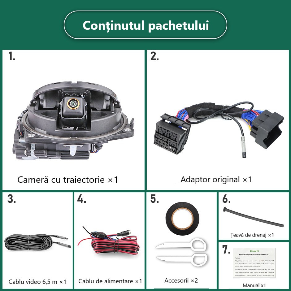 Camera marsarier HD, dedicata VW Golf MK7 (2012-2019), integrare OEM,vedere nocturna,unghi larg [5]