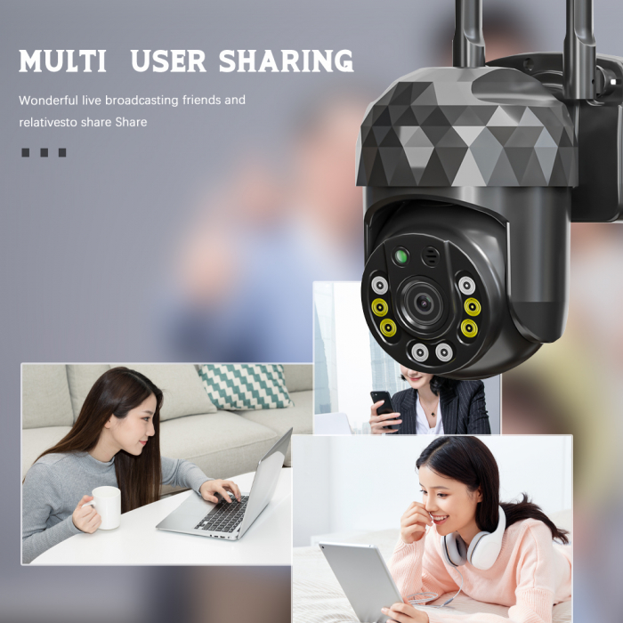 Cameră WiFi de Supraveghere 1080P HD, 355° Rotire și 90° Înclinare, IP66, Night Vision și Alarmă Integrată [10]