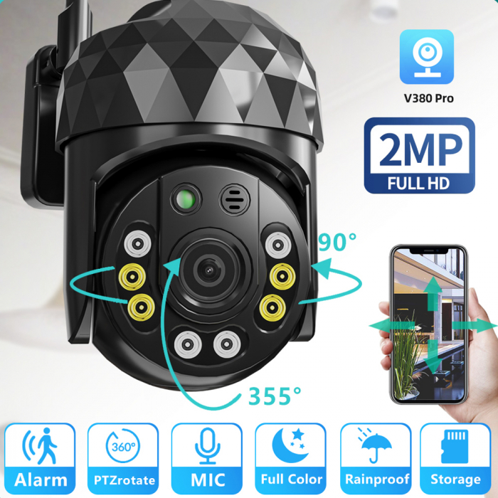 Cameră WiFi de Supraveghere 1080P HD, 355° Rotire și 90° Înclinare, IP66, Night Vision și Alarmă Integrată [17]
