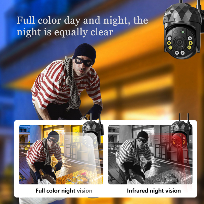 Cameră WiFi de Supraveghere 1080P HD, 355° Rotire și 90° Înclinare, IP66, Night Vision și Alarmă Integrată [16]