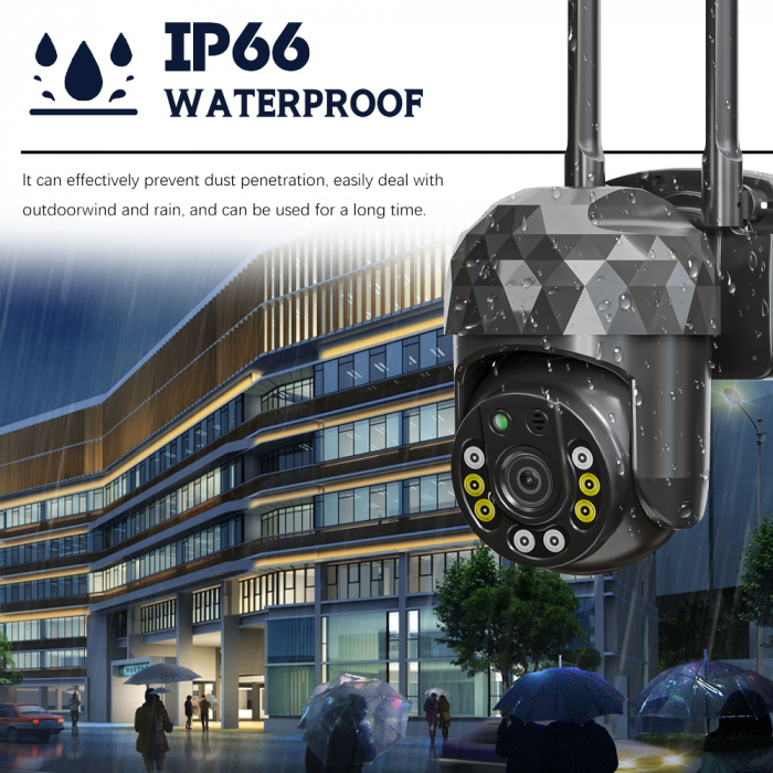 Cameră WiFi de Supraveghere 1080P HD, 355° Rotire și 90° Înclinare, IP66, Night Vision și Alarmă Integrată [11]