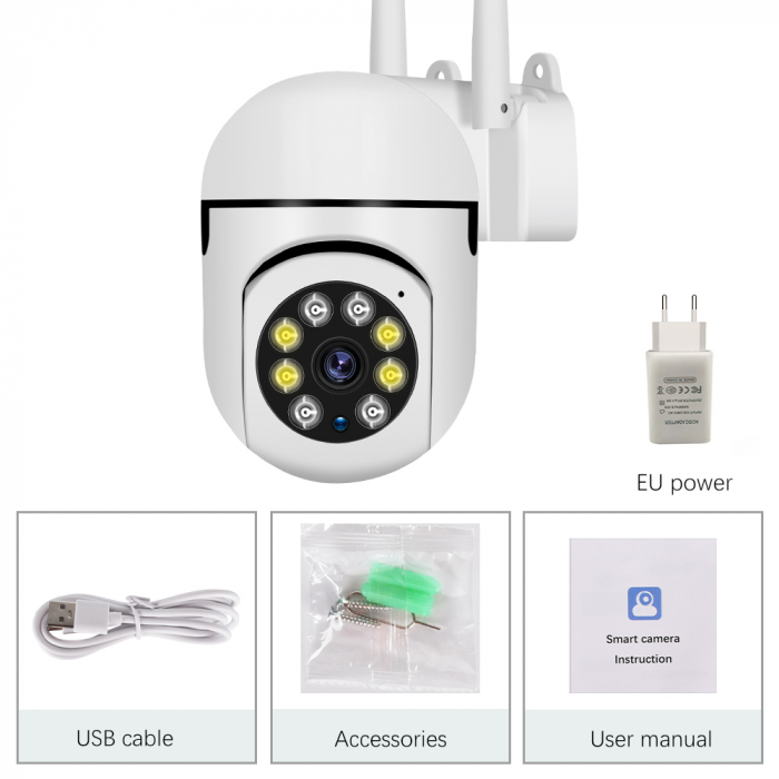 Cameră WiFi de Supraveghere 1080P HD, 360° Rotire și 90° Înclinare, IP66, Night Vision și Alarmă Integrată, aplicatie Android si IOS [5]