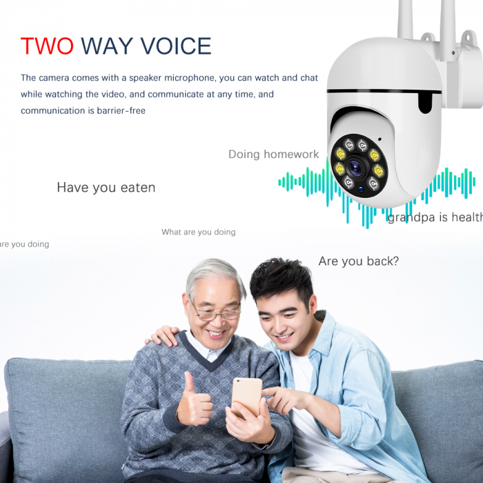 Cameră WiFi de Supraveghere 1080P HD, 360° Rotire și 90° Înclinare, IP66, Night Vision și Alarmă Integrată, aplicatie Android si IOS [13]
