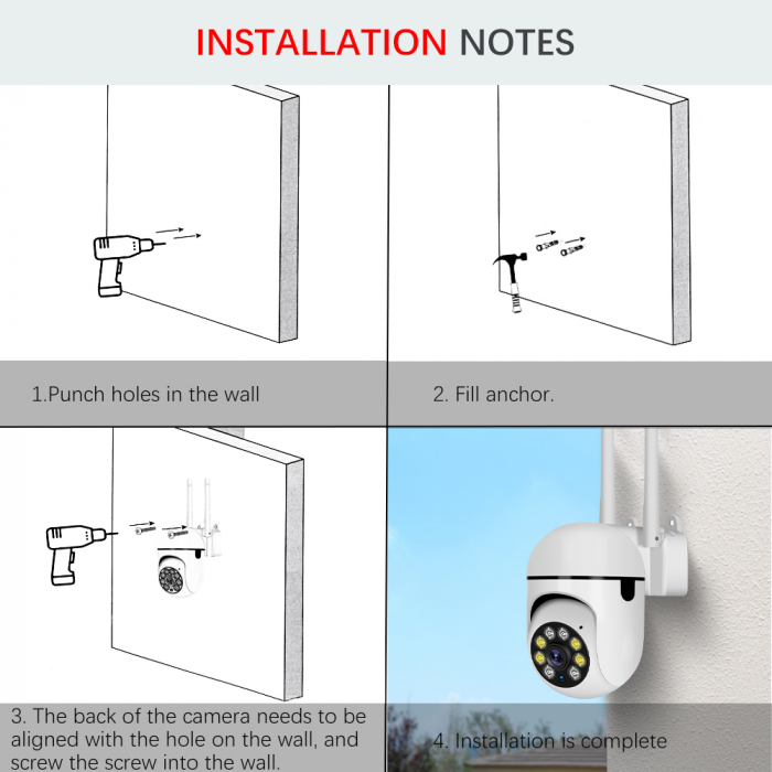 Cameră WiFi de Supraveghere 1080P HD, 360° Rotire și 90° Înclinare, IP66, Night Vision și Alarmă Integrată, aplicatie Android si IOS [6]