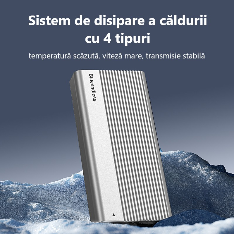 Adaptor SSD M.2 NVMe Blueendless, 40Gbps, Răcire Activă cu Ventilator, Compatibil Thunderbolt 43, Suport până la 8TB, Aluminiu, USB 4.0, Transfer Ultra Rapid [4]