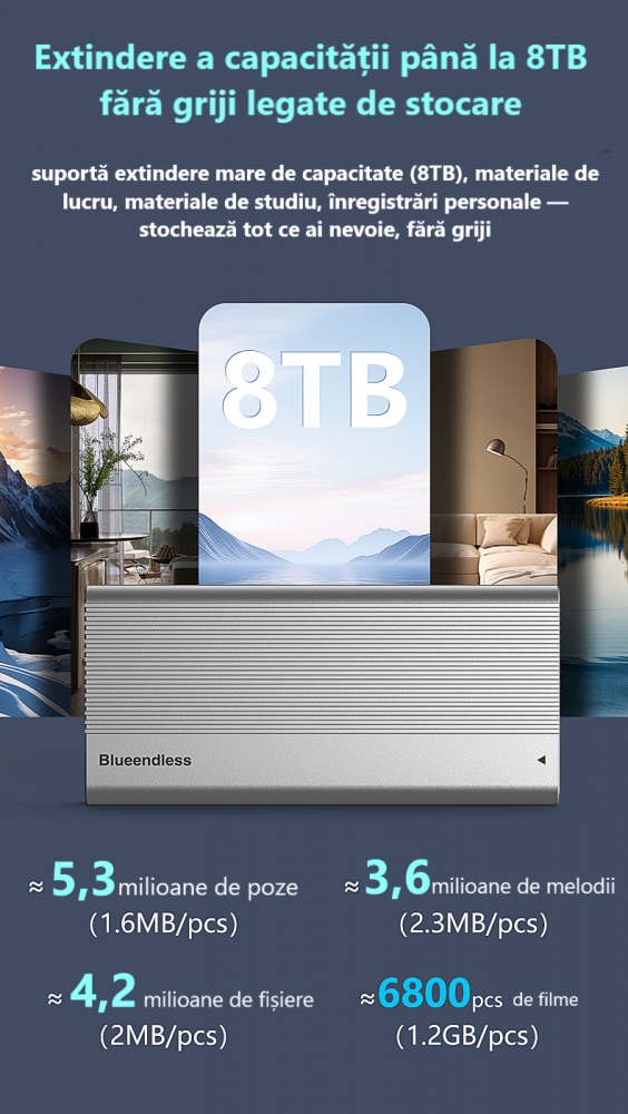 Adaptor SSD M.2 NVMe Blueendless, 40Gbps, Răcire Activă cu Ventilator, Compatibil Thunderbolt 43, Suport până la 8TB, Aluminiu, USB 4.0, Transfer Ultra Rapid [8]