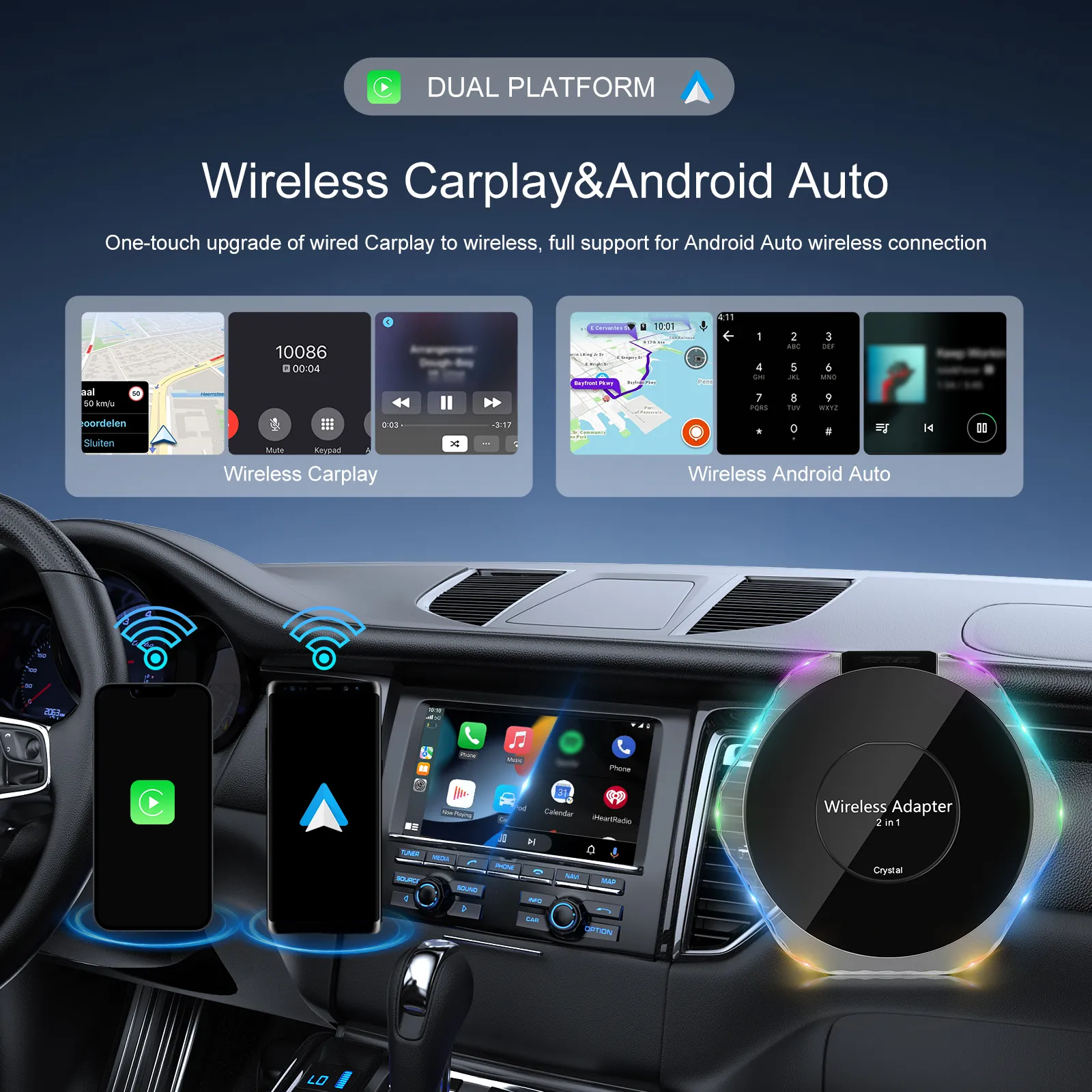 Carplay AI Box Universal pentru Toate Mașinile cu Carplay și Android Auto - Transformă Conexiunea Cablului în WiFi, Bluetooth 4.2, WiFi 5.8G [12]