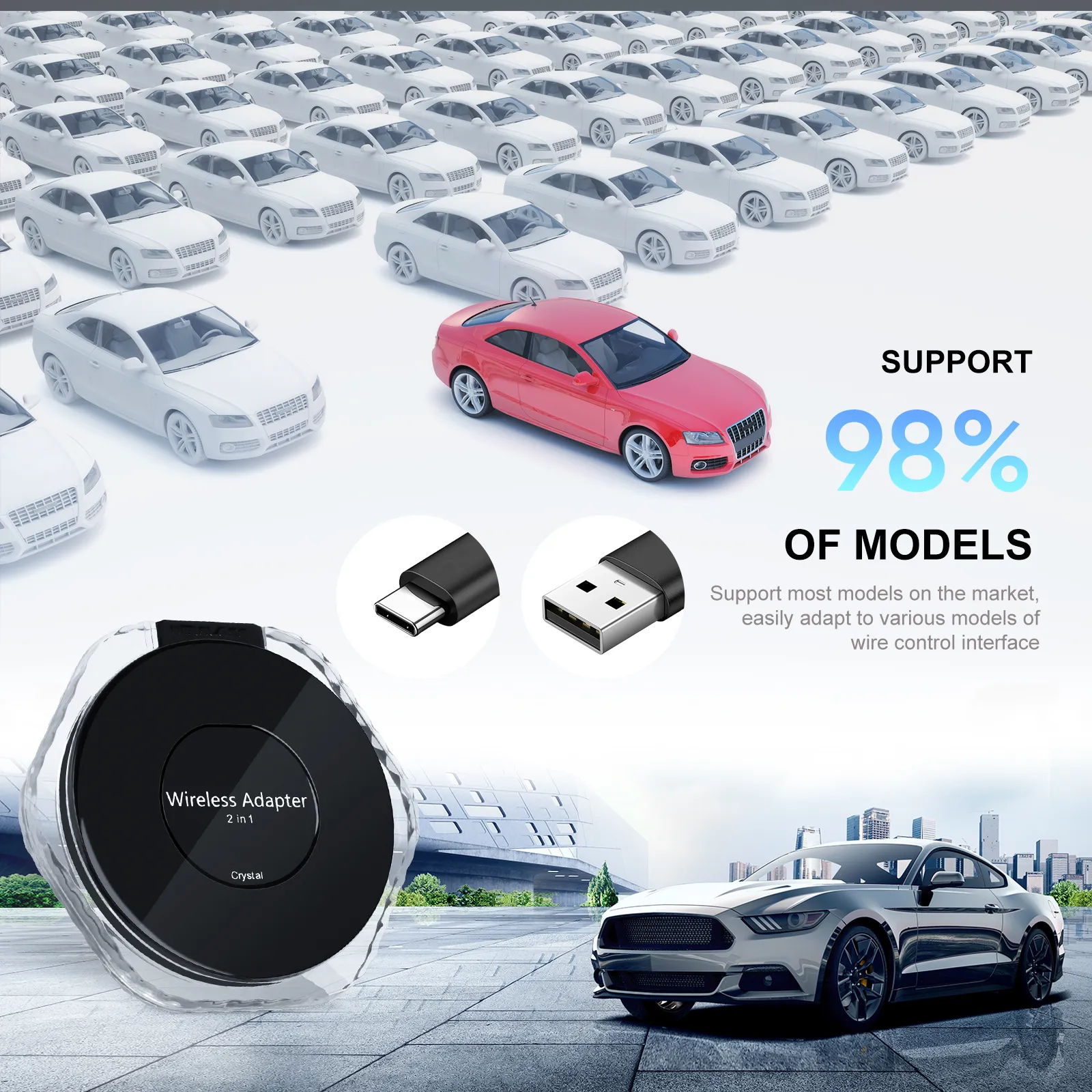 Carplay AI Box Universal pentru Toate Mașinile cu Carplay și Android Auto - Transformă Conexiunea Cablului în WiFi, Bluetooth 4.2, WiFi 5.8G [11]