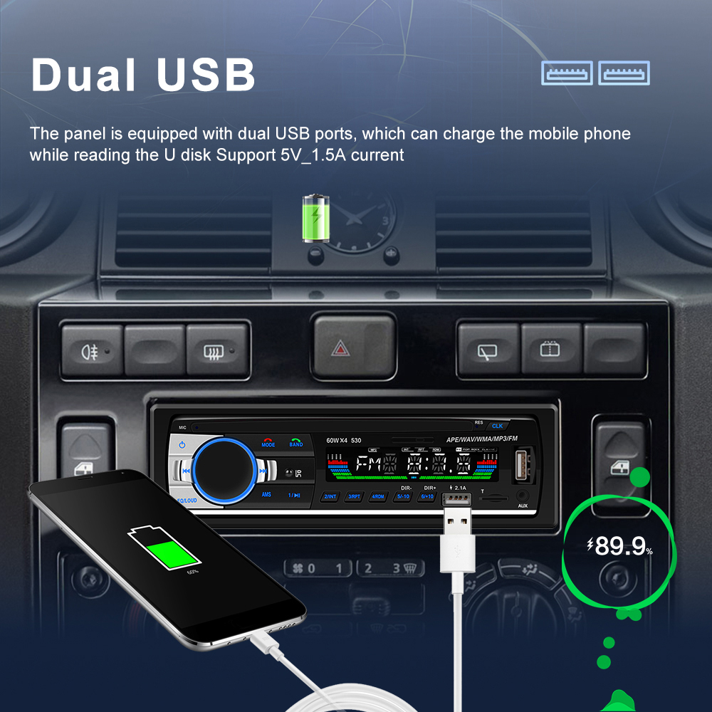 Casetofon auto universal, MP3 PLAYER 1DIN, 60W X4, Bluetooth,USB, CARD SD, AUX, intrare RCA subwoofer [13]