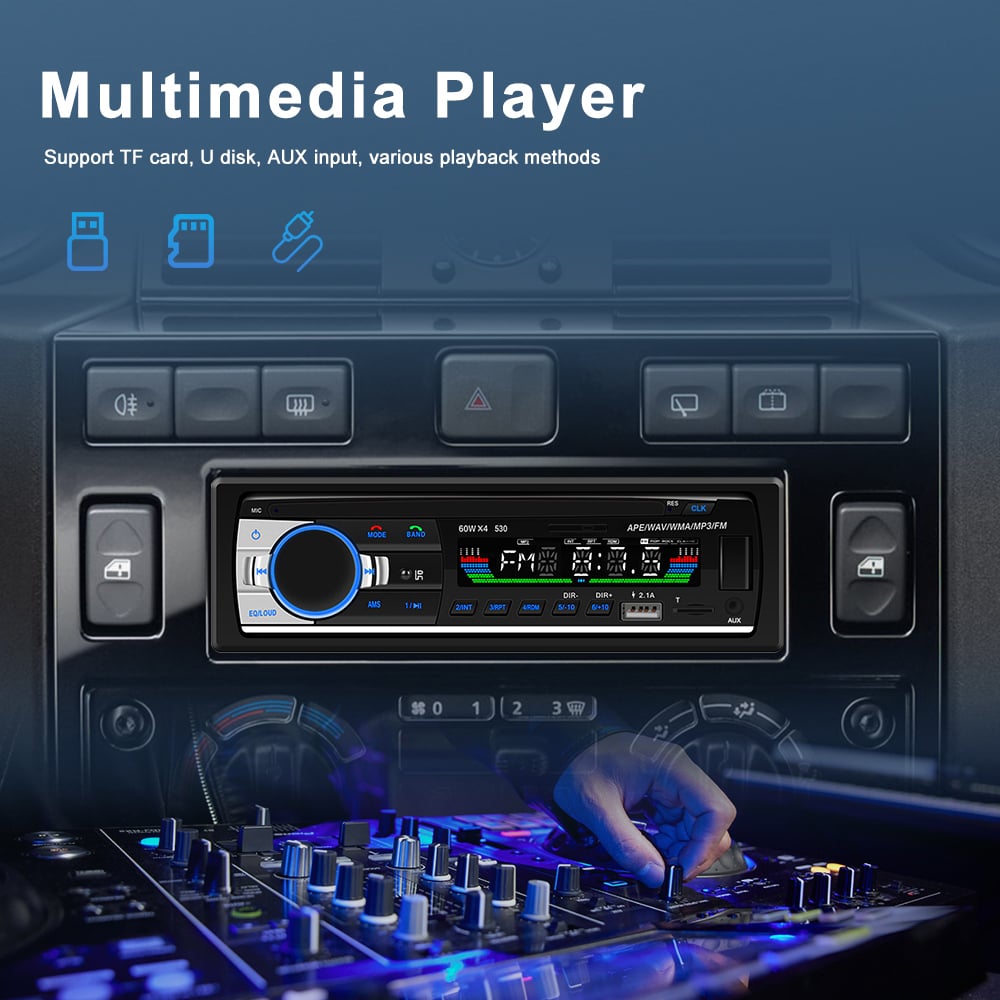 Casetofon auto universal, MP3 PLAYER 1DIN, 60W X4, Bluetooth,USB, CARD SD, AUX, intrare RCA subwoofer [7]