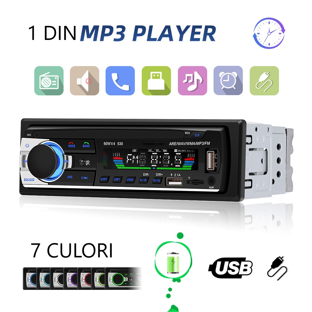 Casetofon auto universal, MP3 PLAYER 1DIN, 60W X4, Bluetooth,USB, CARD SD, AUX, intrare RCA subwoofer [9]