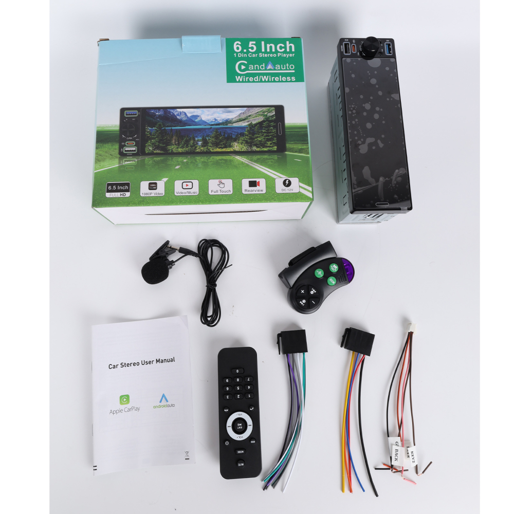 Casetofon Player Auto 1DIN, cu CarPlay si Android auto wireless, bluetooth, USB, FM/AM ecran INCELL 6.5 INCH [6]