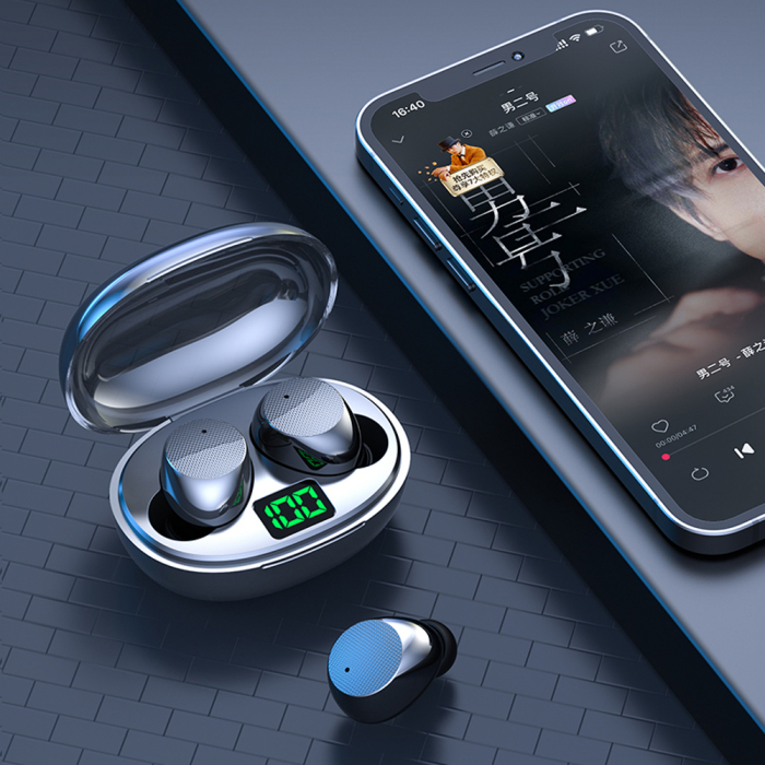 Casti wireless pentru iPhone, Xiaomi, Huawei, Sport, Bluetooth 5.3, TWS, Stereo, Display digital [2]