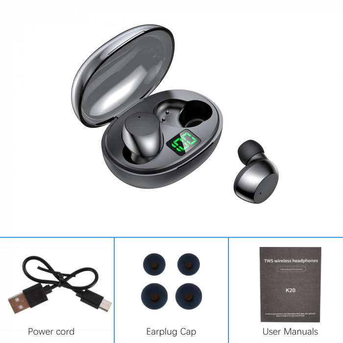 Casti wireless pentru iPhone, Xiaomi, Huawei, Sport, Bluetooth 5.3, TWS, Stereo, Display digital [4]