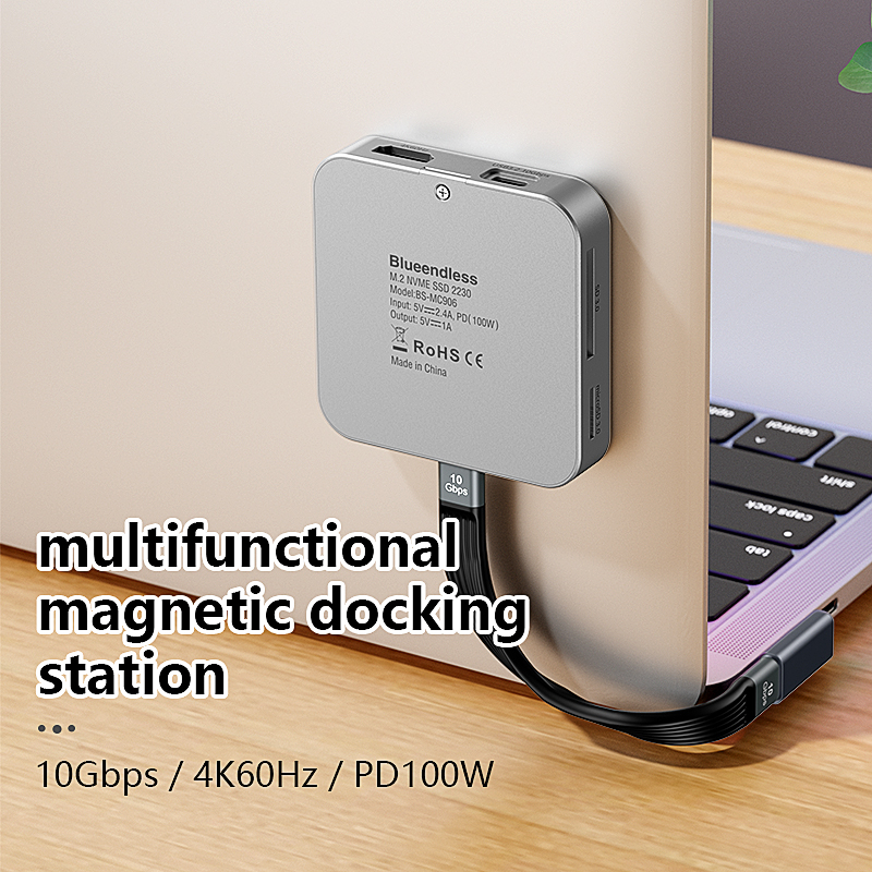 Cititor Magnetic SSD Hub USB-C Suport NVMe M.2 2230 10Gbps 100W PD HDMI 4K60Hz Aluminiu Premium MC906 [4]