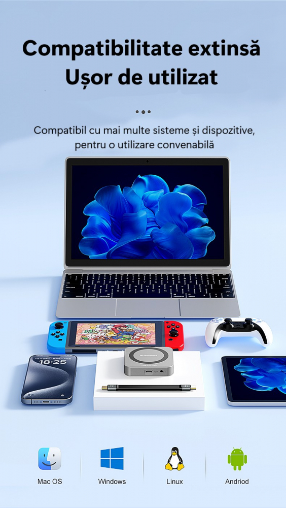 Cititor Magnetic SSD Hub USB-C Suport NVMe M.2 2230 10Gbps 100W PD HDMI 4K60Hz Aluminiu Premium MC906 [3]